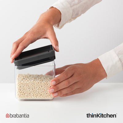 Brabantia Premium Recyclable BPA Free 700ml Airtight Plastic Square Food Storage Container - Dark Grey