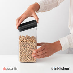 Brabantia Square Food Storage Canister 1.6 Litre | Stackable Kitchen Storage | Transparent