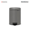 Brabantia, Waste Management, Dustbin, NewIcon Pedal Bin, 5 Litre, Plastic Bucket, Mineral Concrete Grey