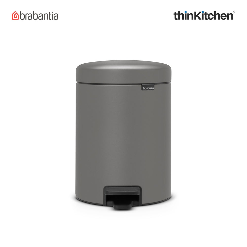 Brabantia 5 Litre NewIcon Pedal Bin, Concrete Grey