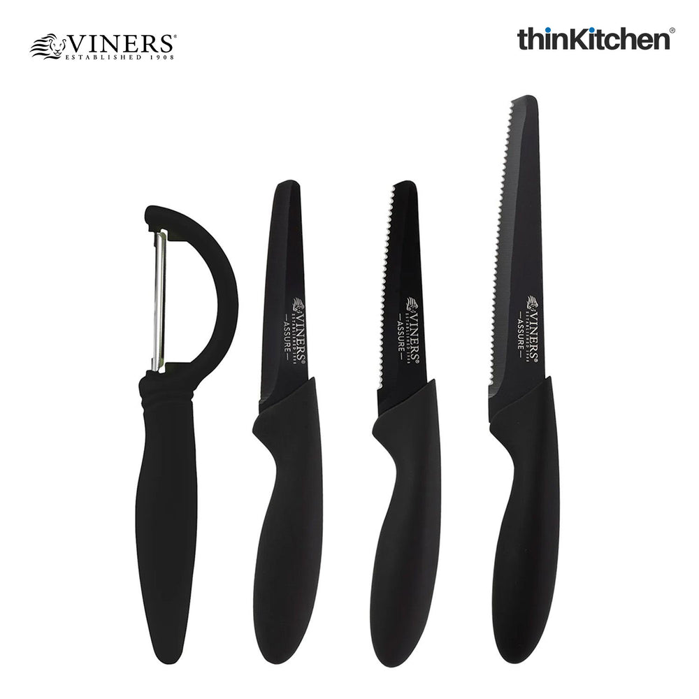 Viners 4-Piece Peel & Prep Knife Set for Cutting, Chopping & Peeling | Sharp Stainless Steel Blades