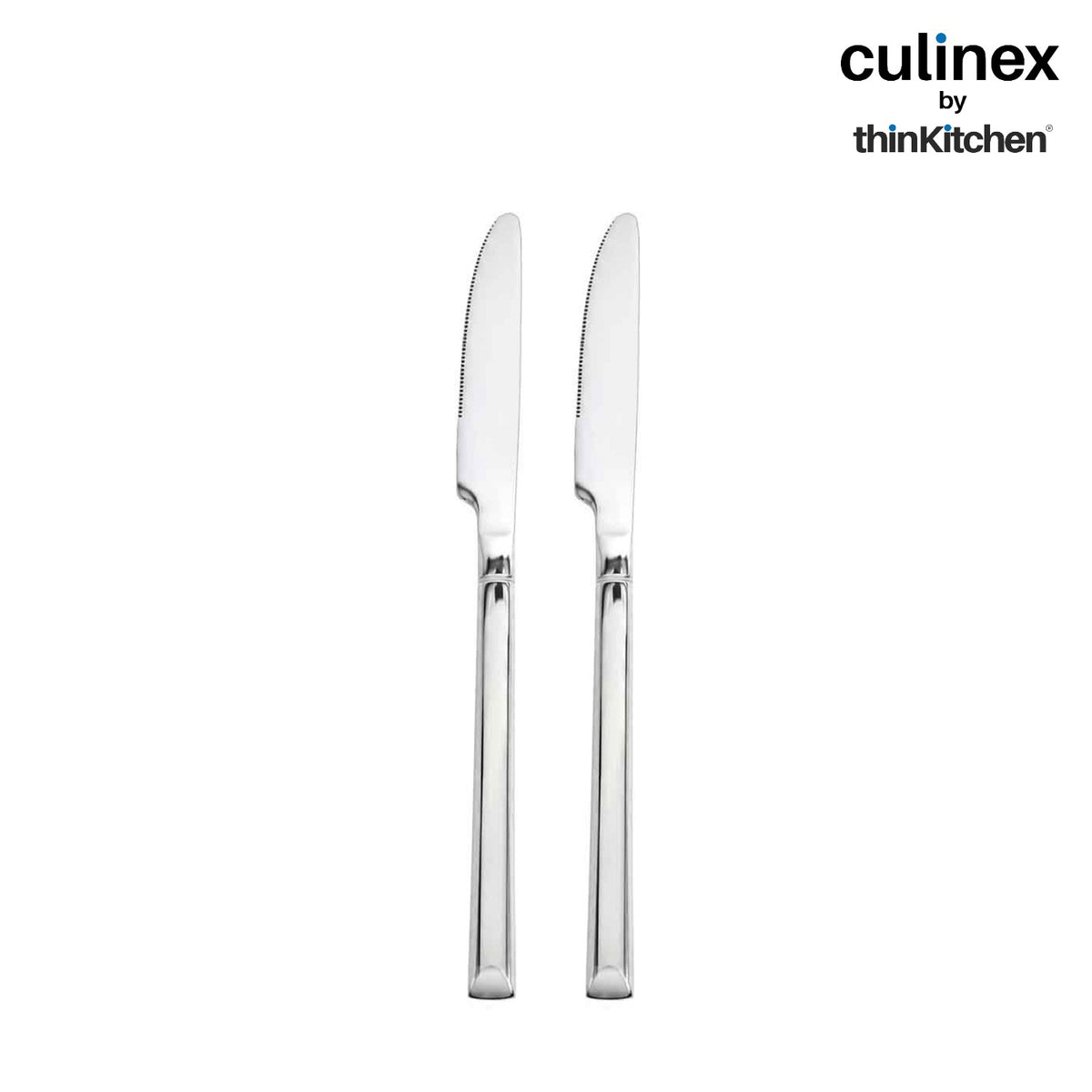 Culinex Nova 2 Pc Premium 8" Dinner Knife Set, 13/0 Stainless Steel | Table Knife for Dining & Eating