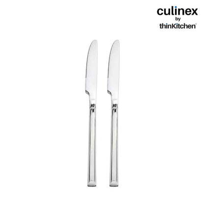 Culinex Nova 2 Pc Premium 8" Dinner Knife Set, 13/0 Stainless Steel | Table Knife for Dining & Eating