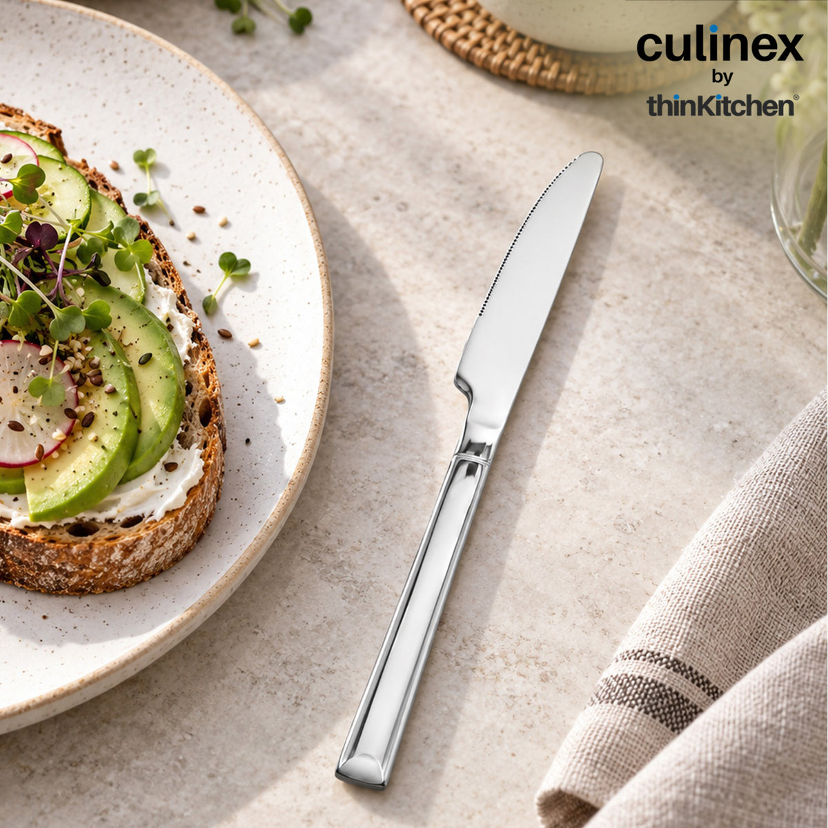 Culinex Nova 2 Pc Premium 8" Dinner Knife Set, 13/0 Stainless Steel | Table Knife for Dining & Eating