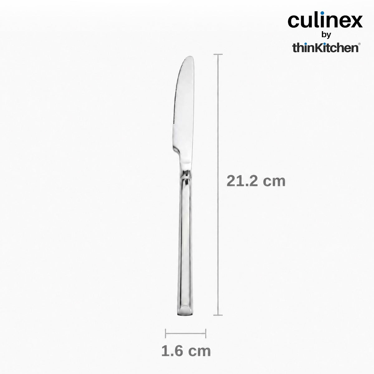 Culinex Nova 2 Pc Premium 8" Dinner Knife Set, 13/0 Stainless Steel | Table Knife for Dining & Eating
