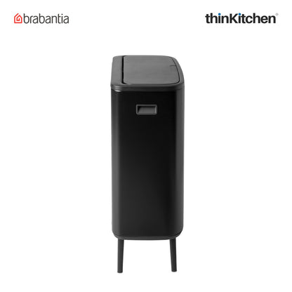 Brabantia, Touch Bins, Dustbin, Bo Touch Bin Hi, 2 X 30 Litre, Plastic Buckets, Matt Black