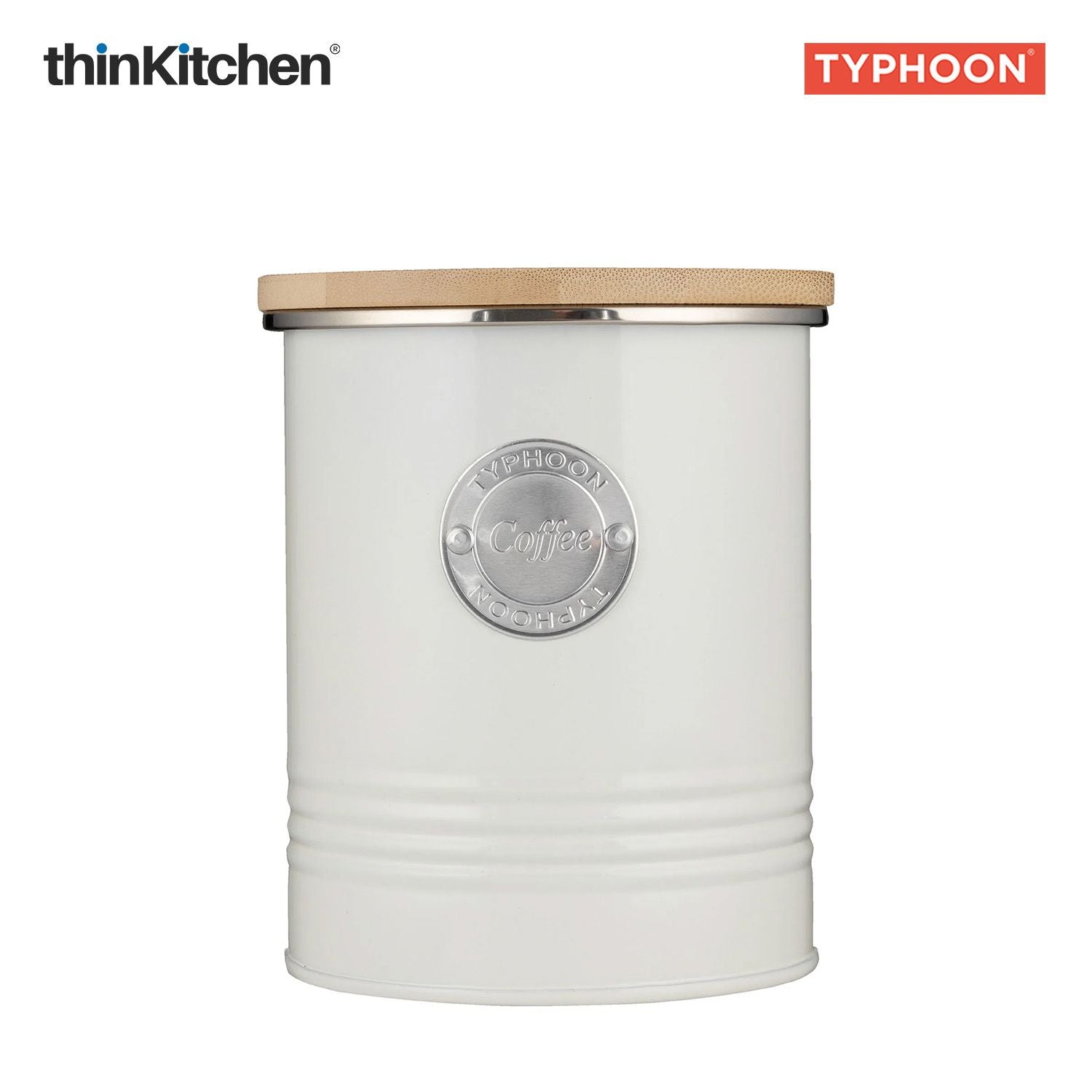 Typhoon Living Premium Coffee Storage Canister  - Cream, 1 Litre|Airtight Metal Jar with Bamboo Lid, Kitchen Countertop Storage Container - 5