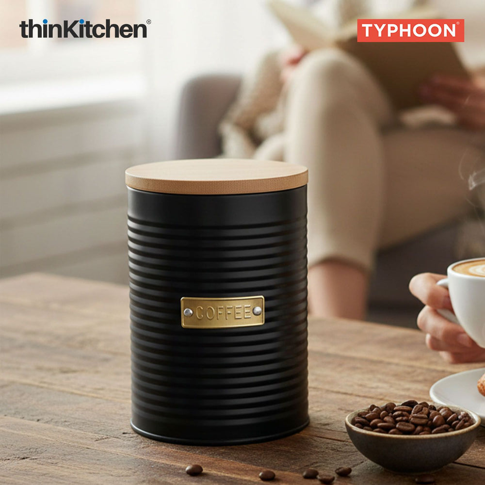 Typhoon Otto Coffee Storage Canister  - Navy Blue, 1 Litre|Airtight Metal Jar with Bamboo Lid, Kitchen Countertop Storage Container