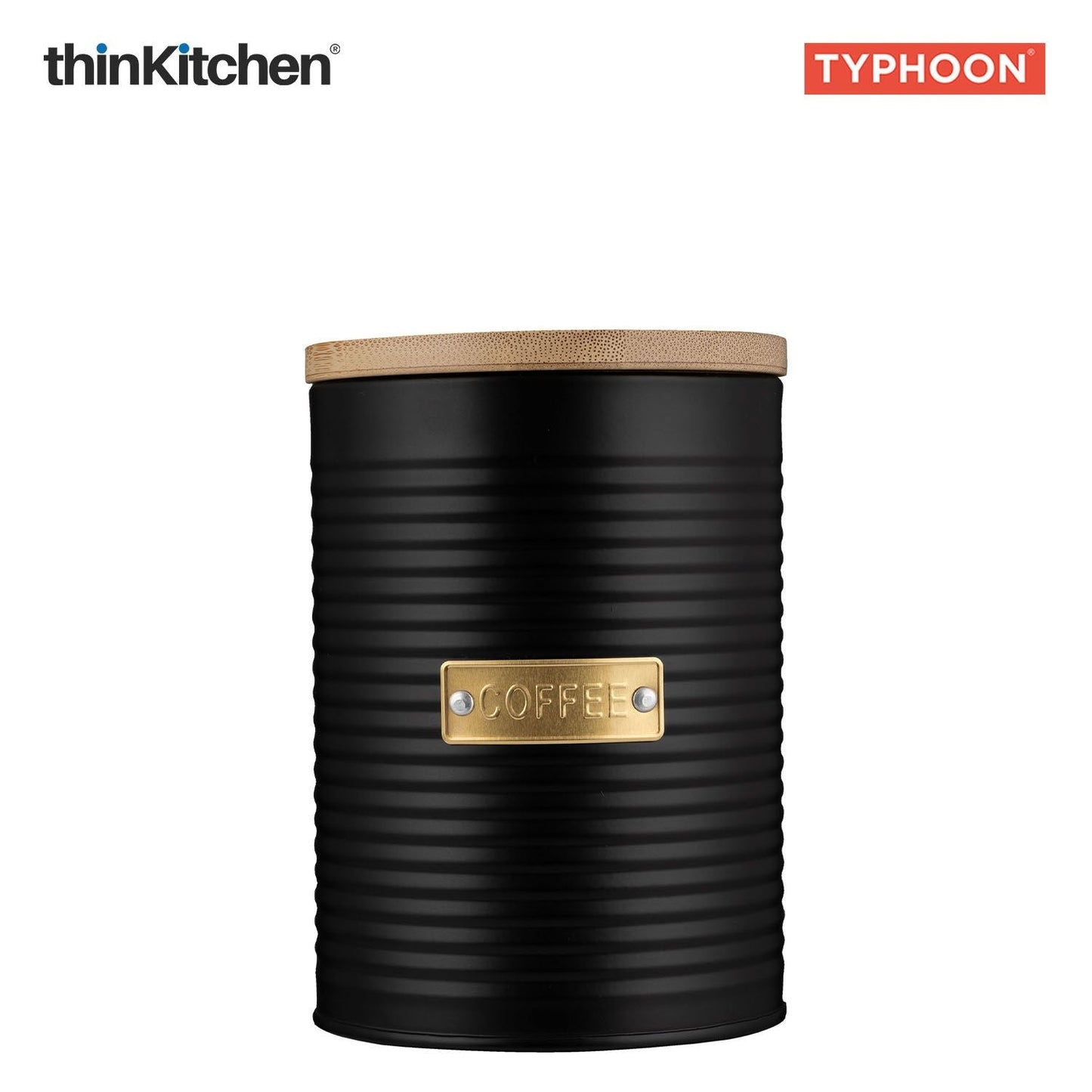 Typhoon Otto Premium Coffee Storage Canister  - Navy Blue, 1 Litre|Airtight Metal Jar with Bamboo Lid, Kitchen Countertop Storage Container