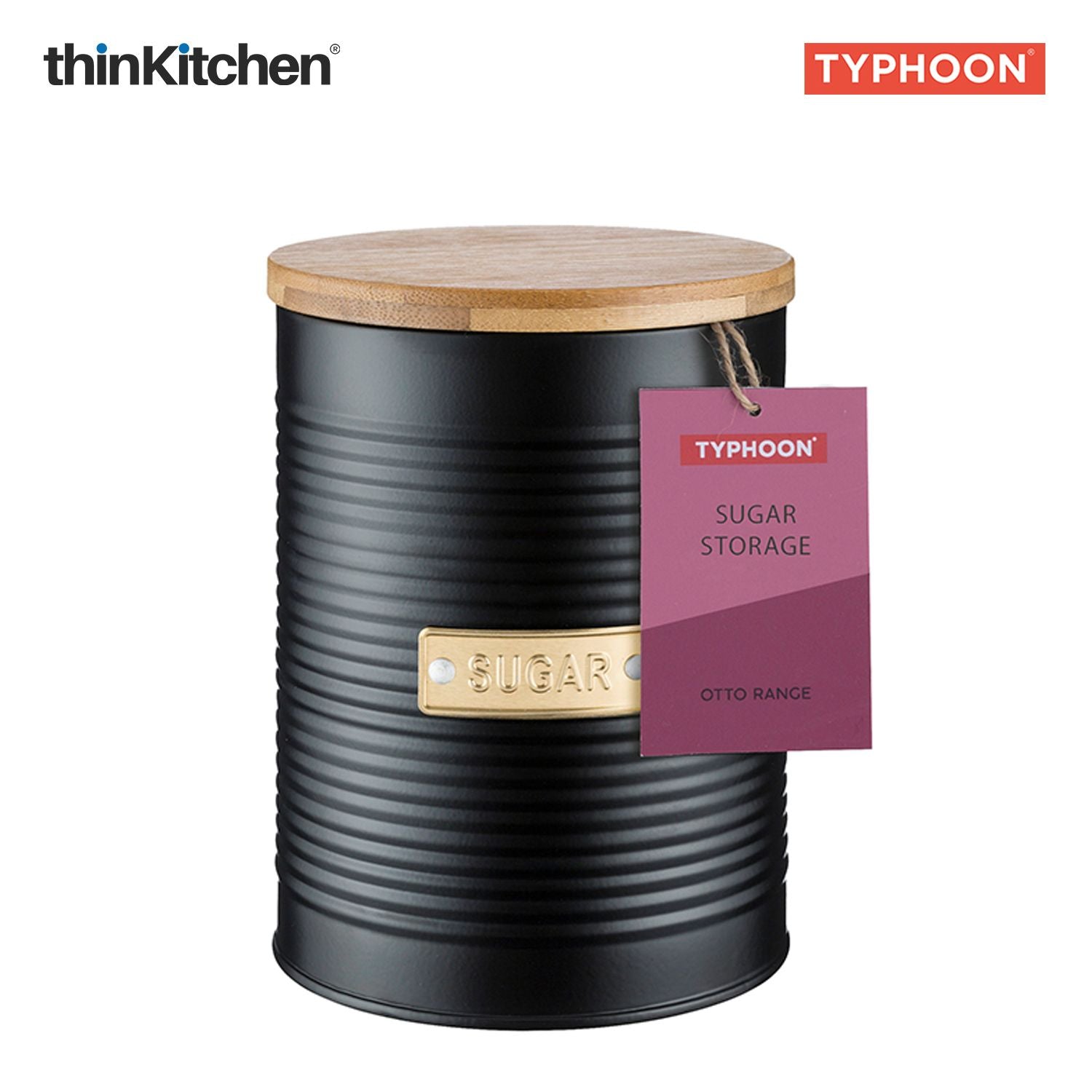 Typhoon Otto Premium Sugar Storage Canister  - Navy Blue, 1 Litre|Airtight Metal Jar with Bamboo Lid, Kitchen Countertop Storage Container - 3