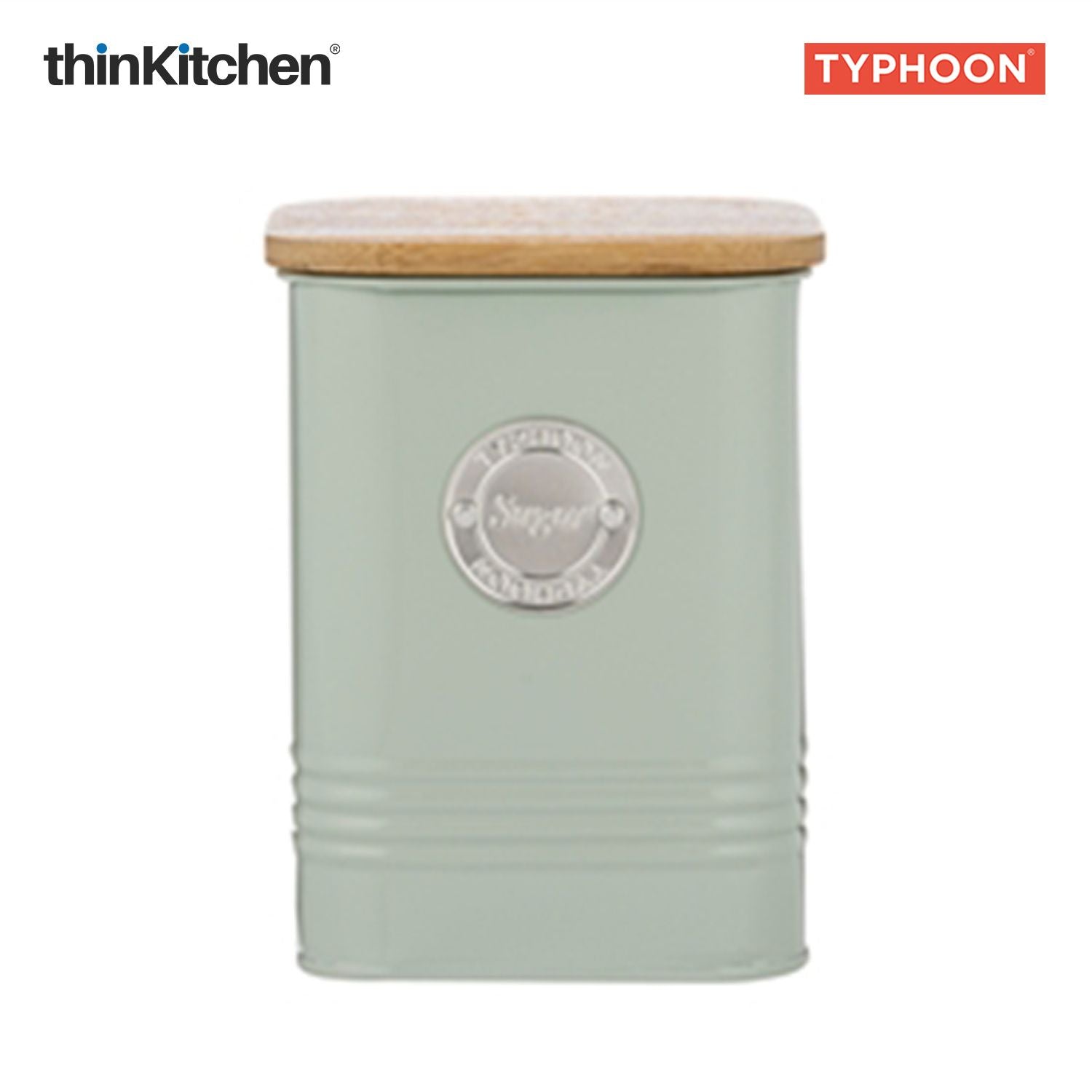 Typhoon Squircle Premium Sugar Storage Canister  - Mint Green, 1.3 Litre|Square Airtight Metal Jar with Bamboo Lid, Kitchen Countertop Storage Container - 4