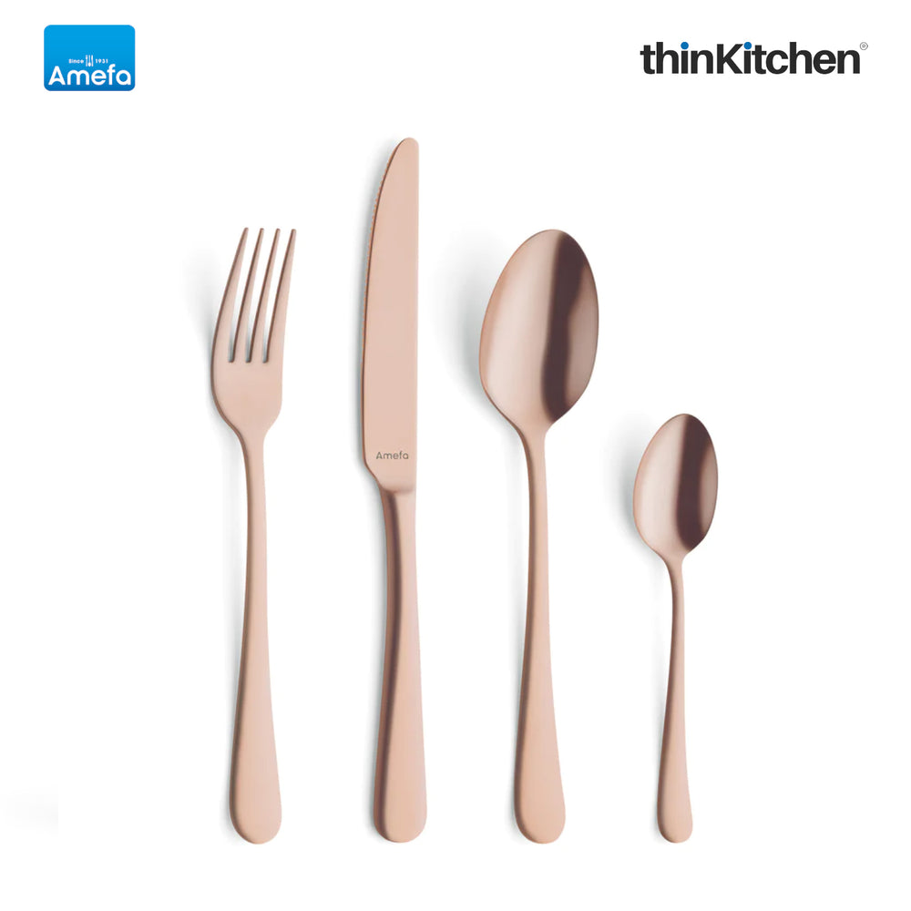 Austin Copper Stainless Steel Cutlery Set – 24 Piece Premium Flatware with Forks, Spoons & Knives, Durable 18/10 Steel Cutlery for Everyday Dining & Entertaining
