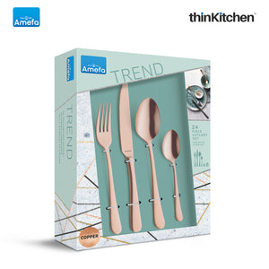 Amefa Austin Copper Stainless Steel Cutlery Set, 24-Pieces
