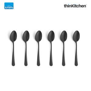 Amefa Austin Stainless Steel Mocca Spoon Set, 6-Pieces, Black
