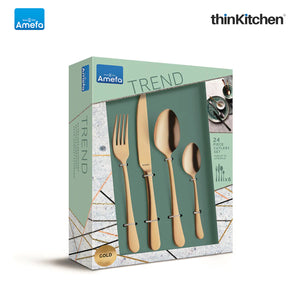 Amefa Austin Stainless Steel Cutlery Set, 24-Pieces, Gold