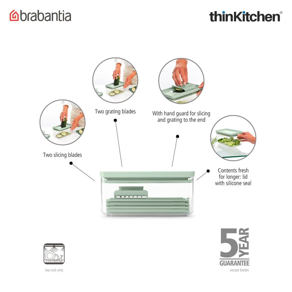 Brabantia Tasty+ Slicer And Grater Set - Jade Green - 9