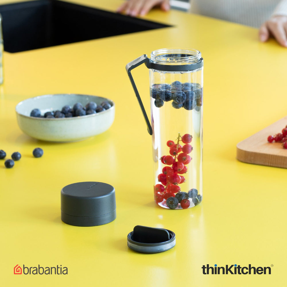 Brabantia 500ml Make & Take Infuser Water Bottle with Fruit Strainer, Dark Grey