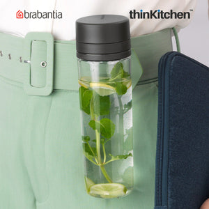 Brabantia Make & Take Water Bottle with Strainer, 500 ml, Dark Grey