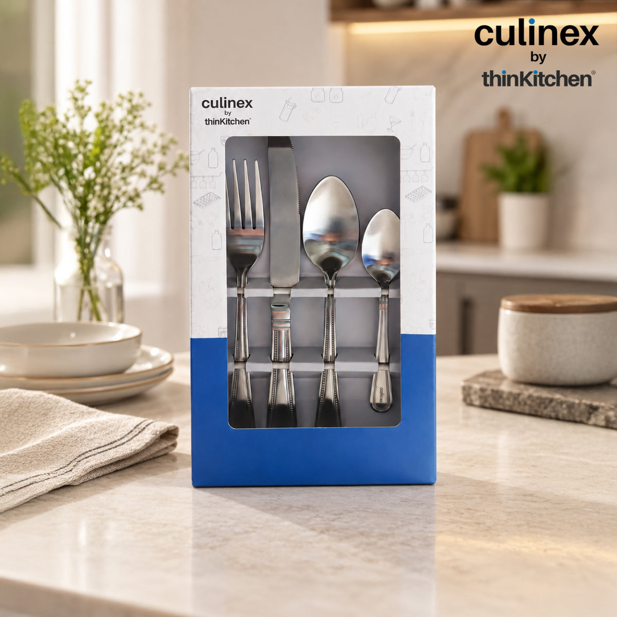 Culinex Beed 24 Pcs Cutlery Set, 18/0 Stainless Steel Matt Finish | All Purpose Knife, Fork, Spoon & Tea Spoon - 4