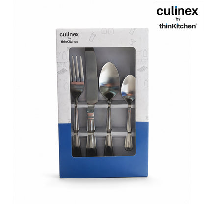 Culinex Beed 24 Pcs Cutlery Set, 18/0 Stainless Steel Matt Finish | All Purpose Knife, Fork, Spoon & Tea Spoon