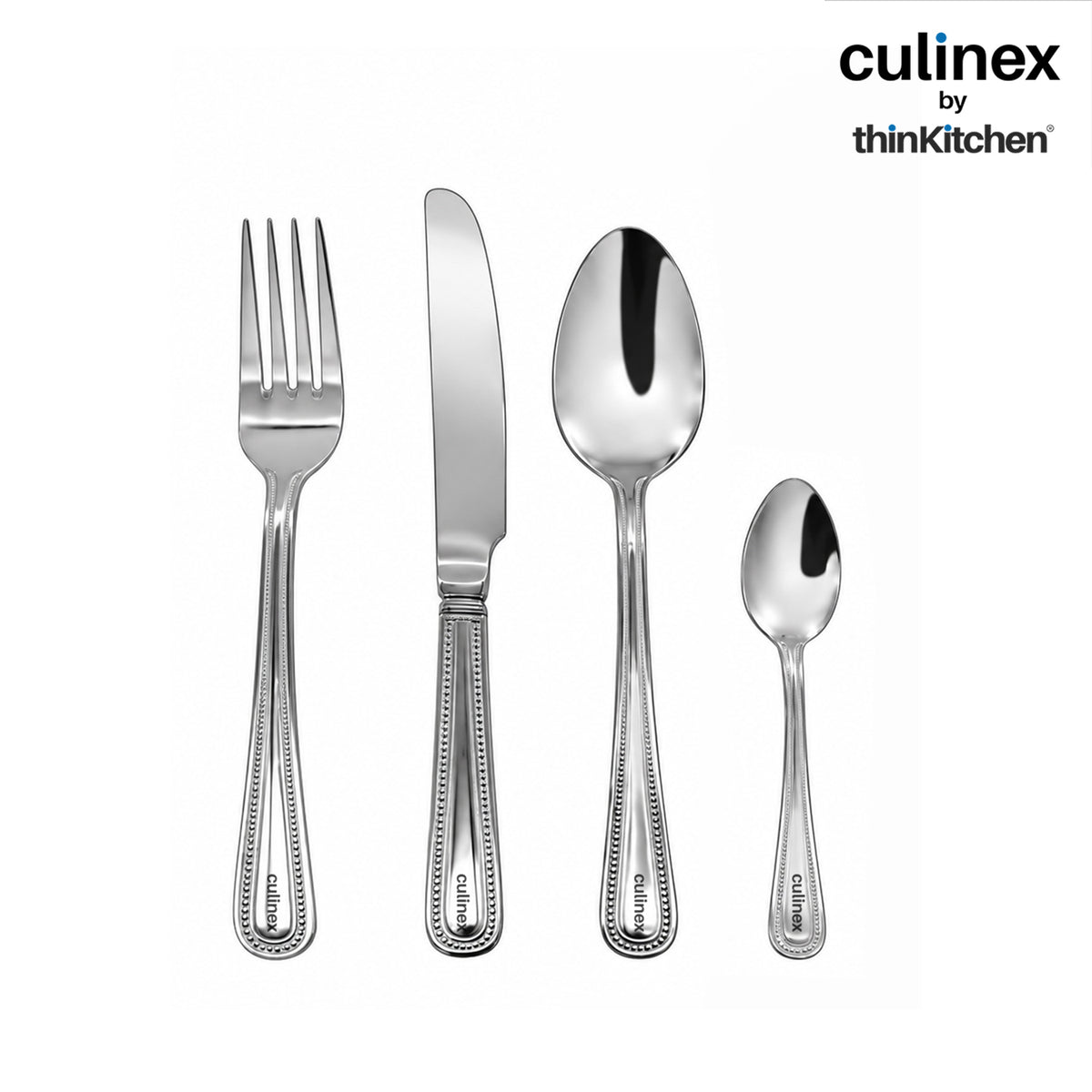 Culinex Beed 24 Pcs Cutlery Set, 18/0 Stainless Steel Matt Finish | All Purpose Knife, Fork, Spoon & Tea Spoon - 3