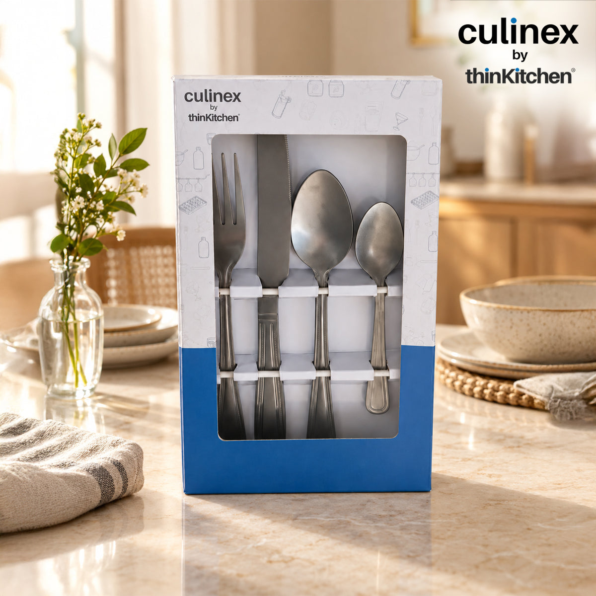 Culinex Beed 24 Pcs Cutlery Set, 18/0 Stainless Steel Antique Finish | All Purpose Knife, Fork, Spoon & Tea Spoon