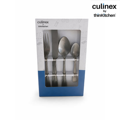 Culinex Beed 24 Pcs Cutlery Set, 18/0 Stainless Steel Antique Finish | All Purpose Knife, Fork, Spoon & Tea Spoon