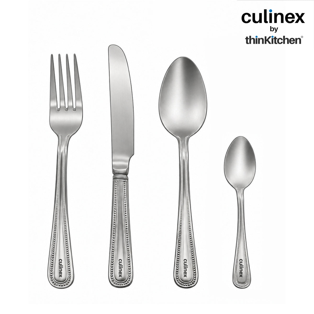 Culinex Beed 24 Pcs Cutlery Set, 18/0 Stainless Steel Antique Finish | All Purpose Knife, Fork, Spoon & Tea Spoon