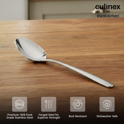 Culinex 18/8 Stainless Steel 4.7" Premium Coffee Tea Spoon Set of 6 |Silver Rustproof Flatware By thinKitchen (Dora)