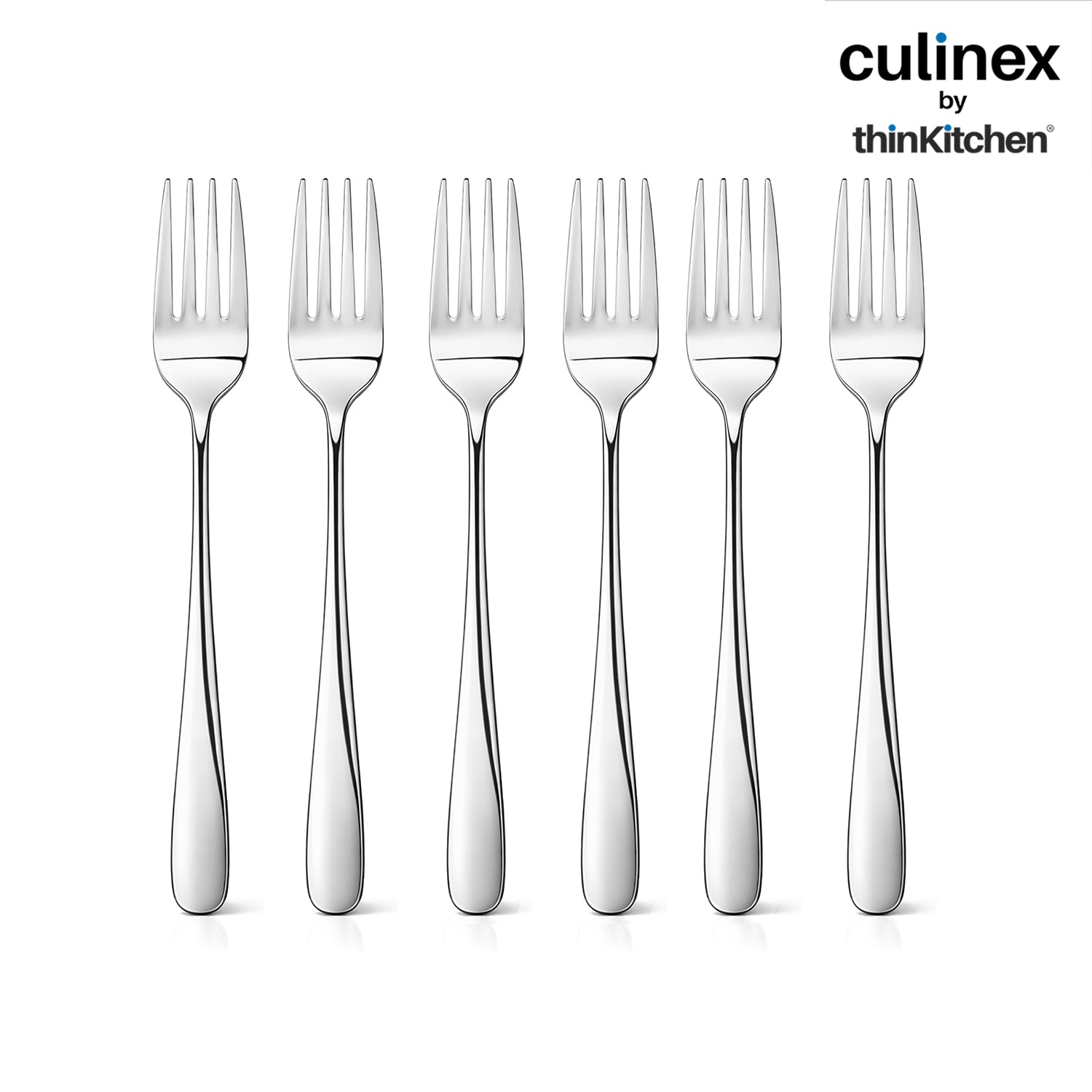 Culinex 18/8 Stainless Steel 7.4" Premium All Purpose Fork Set of 6 for Dining Table, Kitchen | Silver Rustproof Flatware By thinKitchen (Dora) - 4