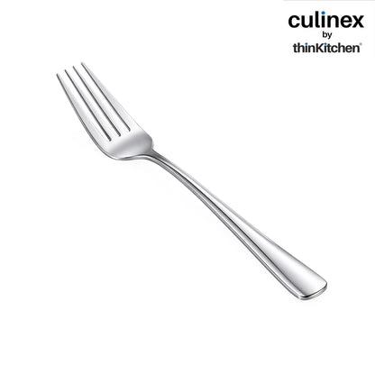 Culinex 18/8 Stainless Steel 7.4" Premium All Purpose Fork Set of 6 for Dining Table, Kitchen | Silver Rustproof Flatware By thinKitchen (Dora)