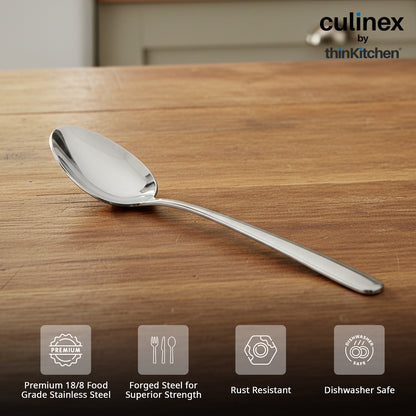 Culinex 18/8 Stainless Steel 7.5" Premium All Purpose Spoon Set of 6 for Dining Table, Kitchen | Silver Rustproof Flatware By thinKitchen (Dora)