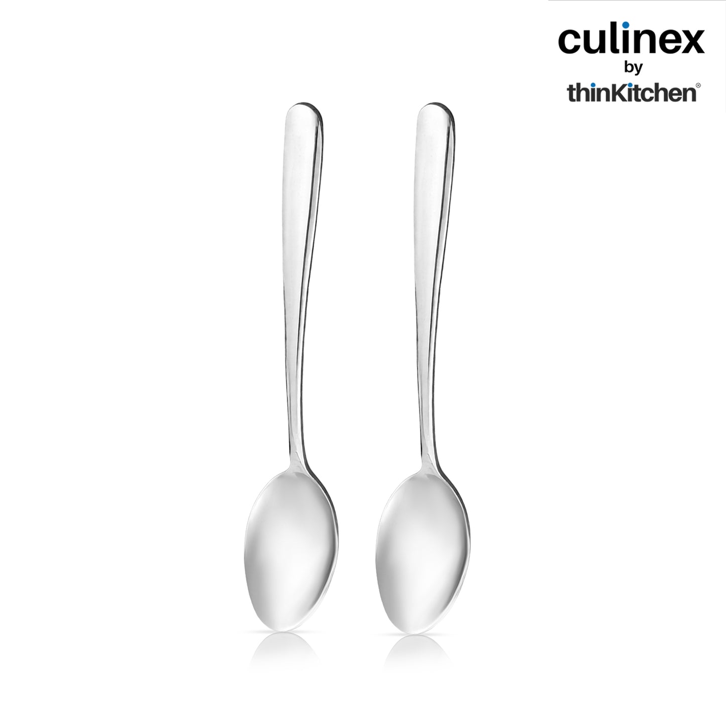 Culinex 18/8 Stainless Steel 8.2" Premium All Purpose Serving Spoon Set of 2, Dora|Silver Rustproof Dishwasher Safe Flatware By thinKitchen