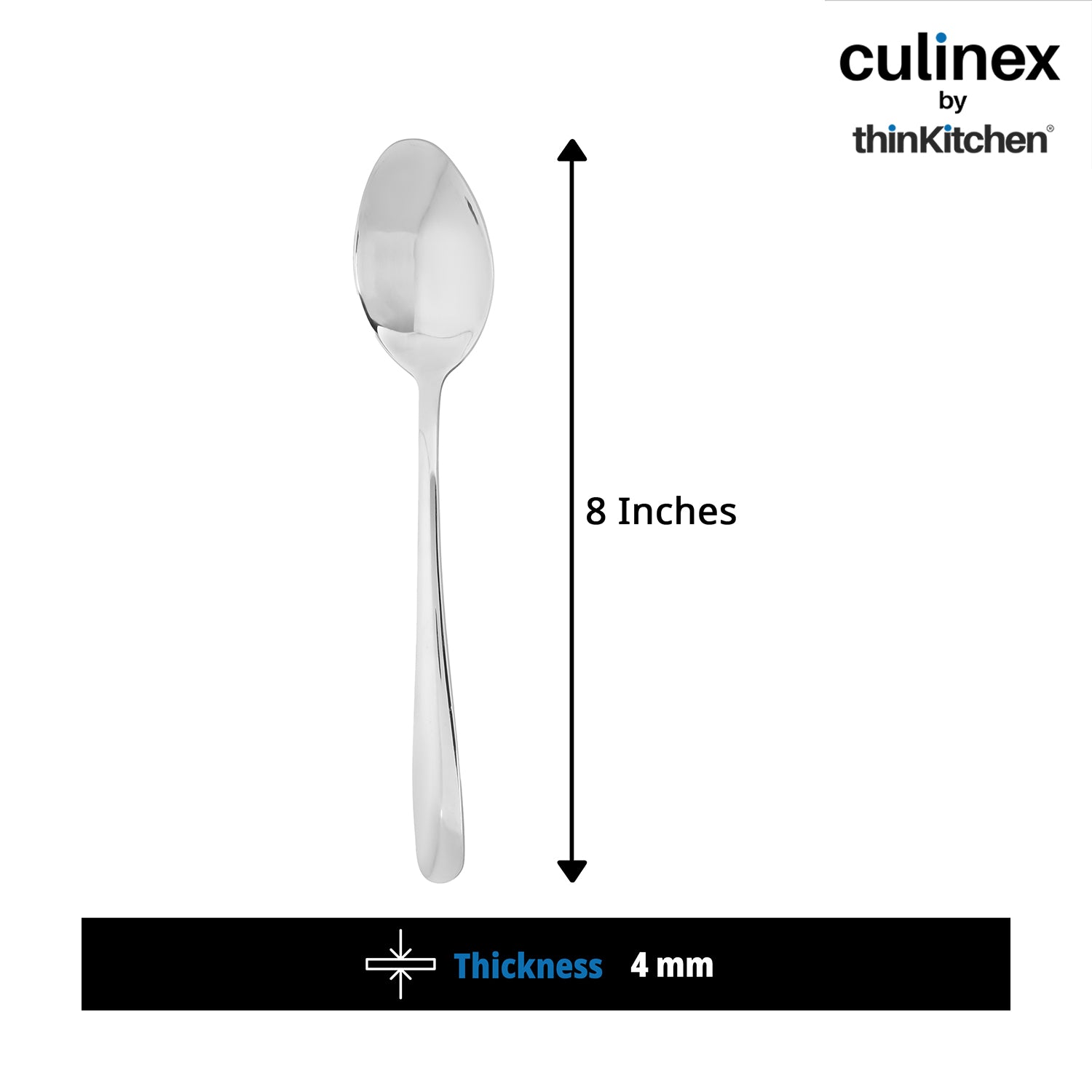 Culinex 18/8 Stainless Steel 8.2" Premium All Purpose Serving Spoon Set of 2, Dora|Silver Rustproof Dishwasher Safe Flatware By thinKitchen - 3