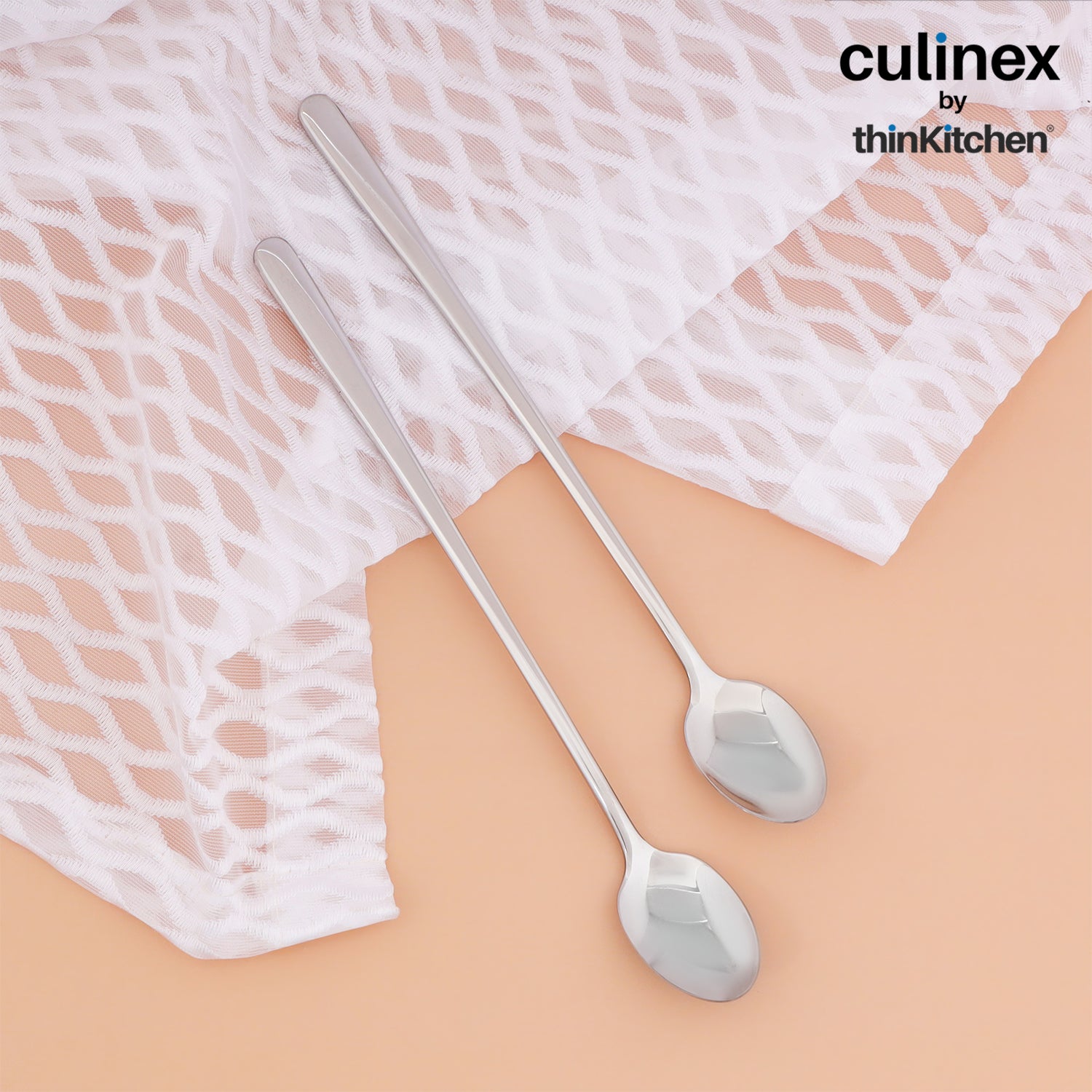 Culinex 18/8 Stainless Steel 8.7" Premium Ice Tea Spoons, Mixing, Stirring, Long Handle Spoons -  Set of 2 for Soda, Ice Tea, Ice Cream Milkshake, Cocktails - 1