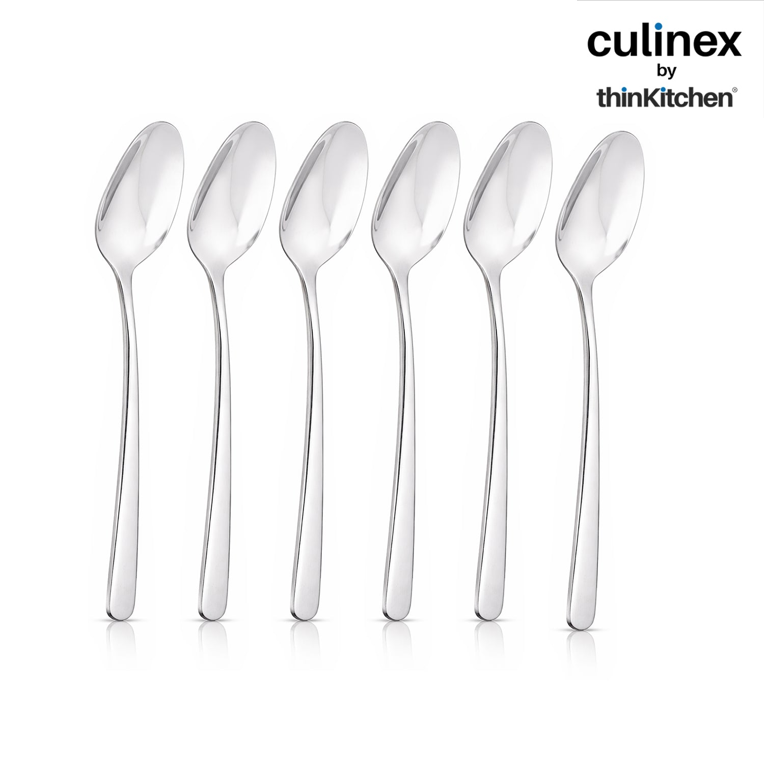 Culinex 18/8 Stainless Steel 6.3" Premium Tea Spoon Set of 6, Dora|  Silver Rustproof Flatware By thinKitchen - 2
