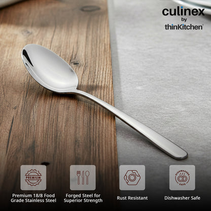 Culinex 18/8 Stainless Steel 6.3" Premium Tea Spoon Set of 6, Dora|  Silver Rustproof Flatware By thinKitchen