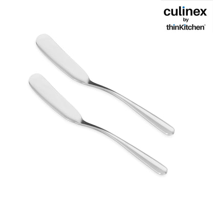 Culinex 18/8 Stainless Steel 2.5" Premium Butter Knife Set of 2 |  Silver Rustproof Flatware By thinKitchen