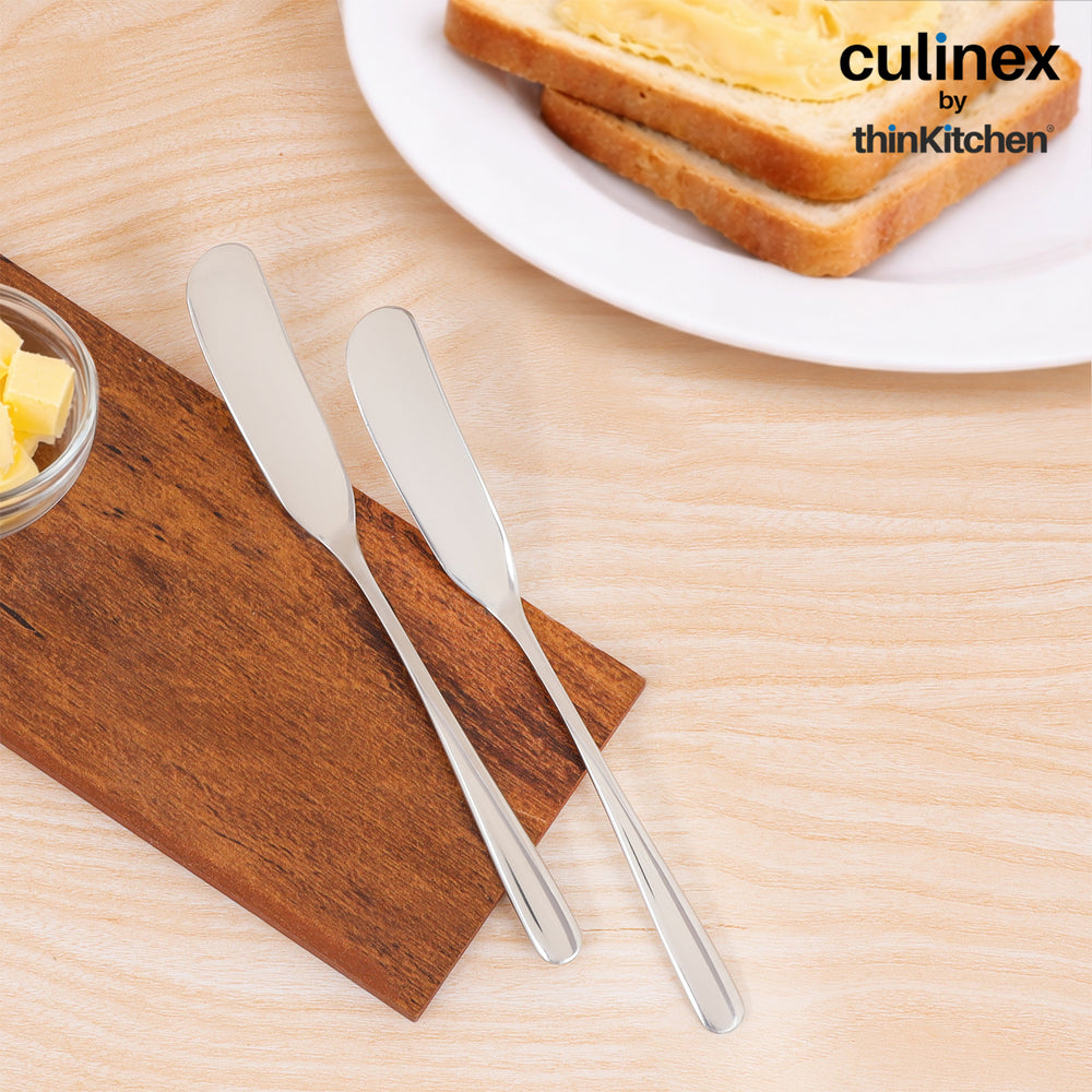 Culinex 18/8 Stainless Steel 2.5" Premium Butter Knife Set of 2 |  Silver Rustproof Flatware By thinKitchen