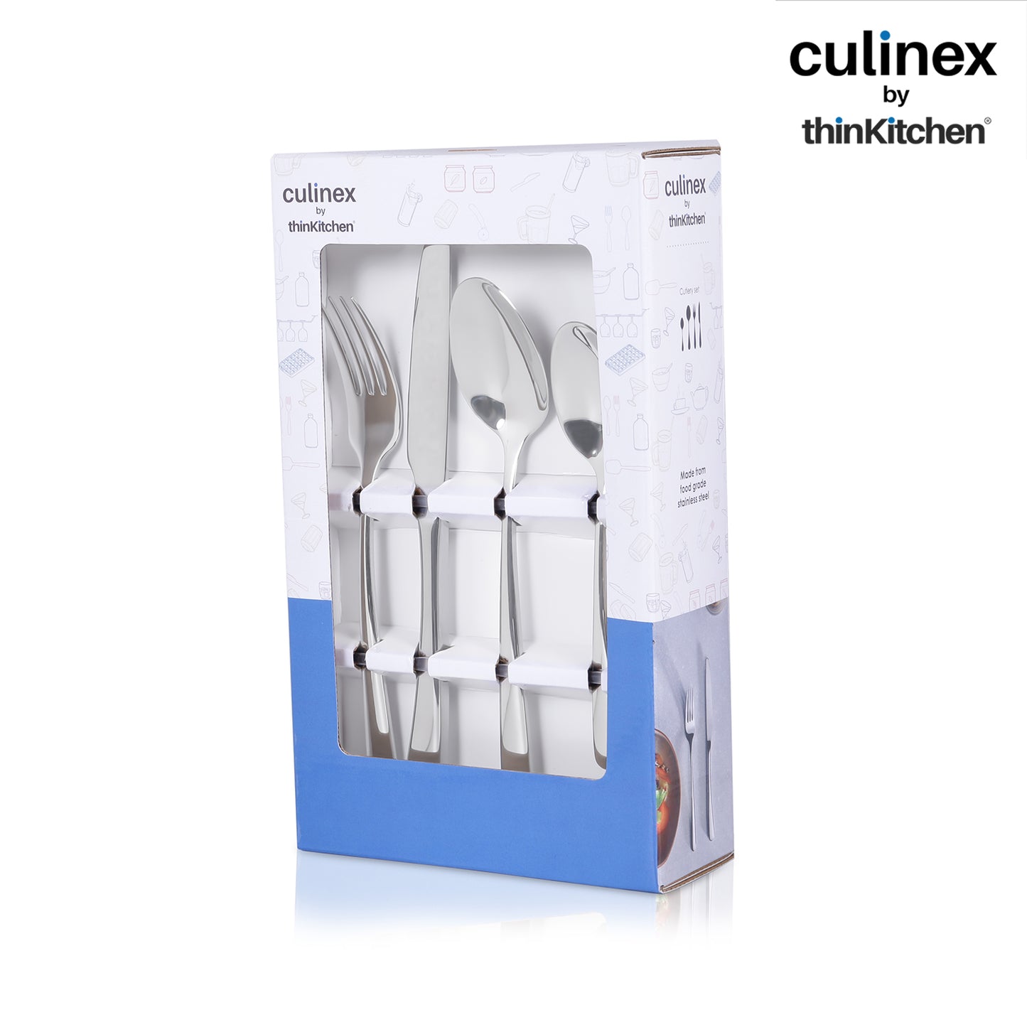 Culinex Stainless Steel 18/8, Premium 20-Piece Cutlery Set| Luxury Silver Rustproof Flatware By thinKitchen