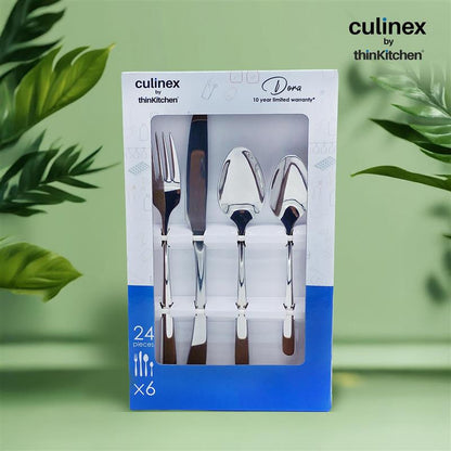 Culinex Premium Stainless Steel 18/8, 20-Piece Cutlery Set|Set of 6 All purpose Spoon, Fork, Tea Spoon & Set of 2 Knife, Silver Rustproof Flatware By thinKitchen