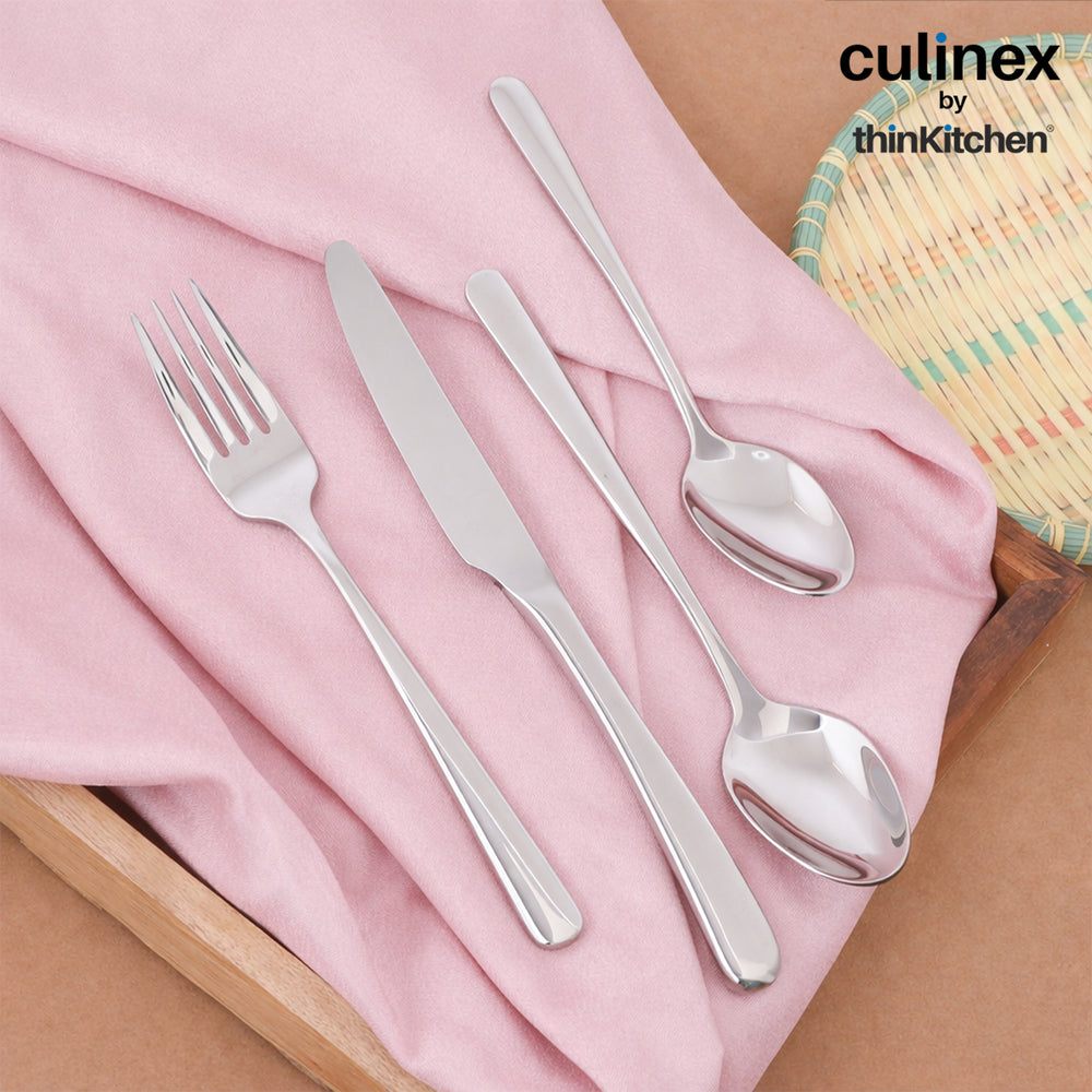 Culinex Stainless Steel 18/8, Premium 20-Piece Cutlery Set| Luxury Silver Rustproof Flatware By thinKitchen