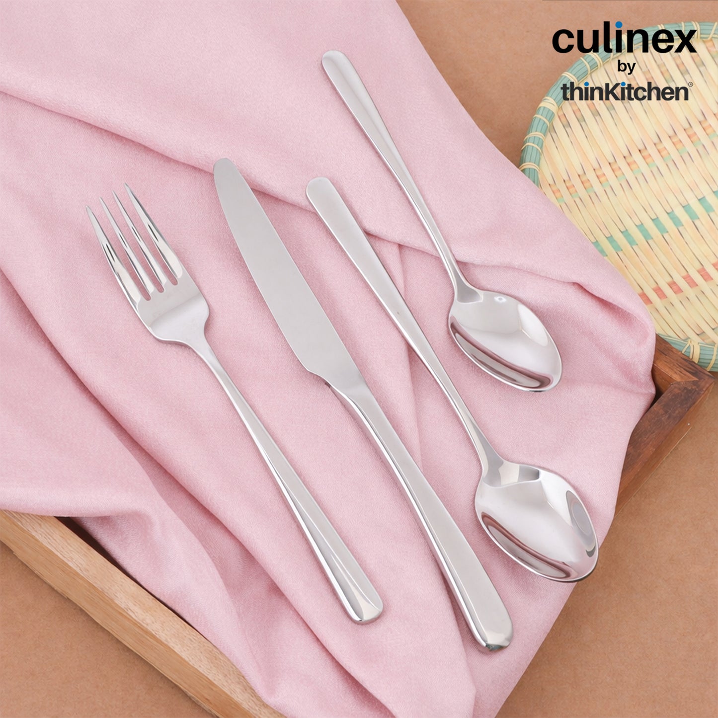 Culinex Stainless Steel 18/8, Premium 20-Piece Cutlery Set| Luxury Silver Rustproof Flatware By thinKitchen
