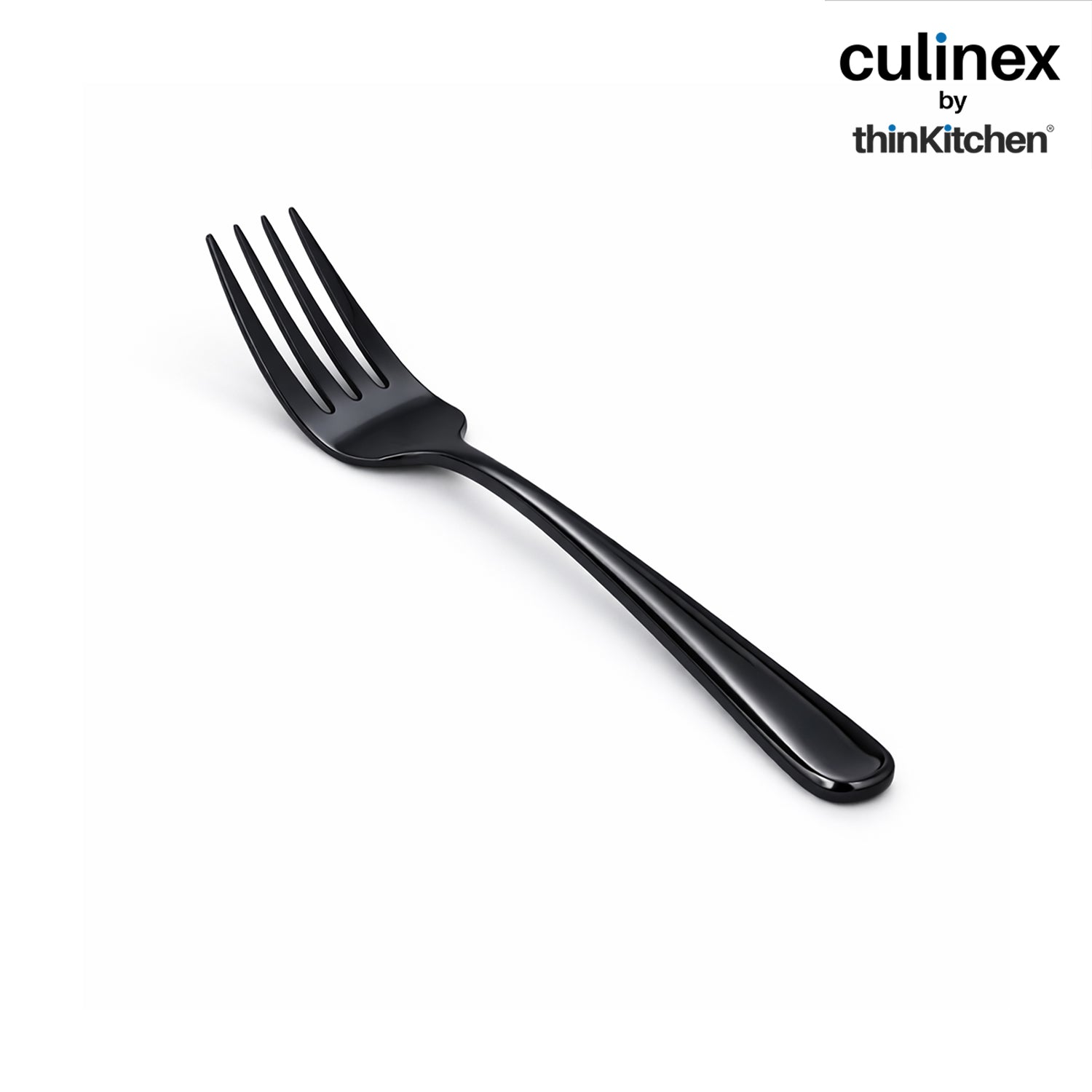 Culinex 18/8 Stainless Steel 8.3" Premium Black Dinner Fork Set of 6| Silver Rustproof Flatware By thinKitchen (Dora) - 2