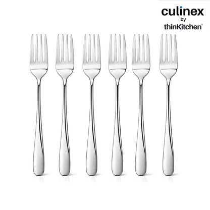 Culinex by thinKitchen 18/8 Stainless Steel 8.3" Table Fork Set of 2 for Dining Table, Kitchen| Silver Rustproof Flatware By thinKitchen (Dora)
