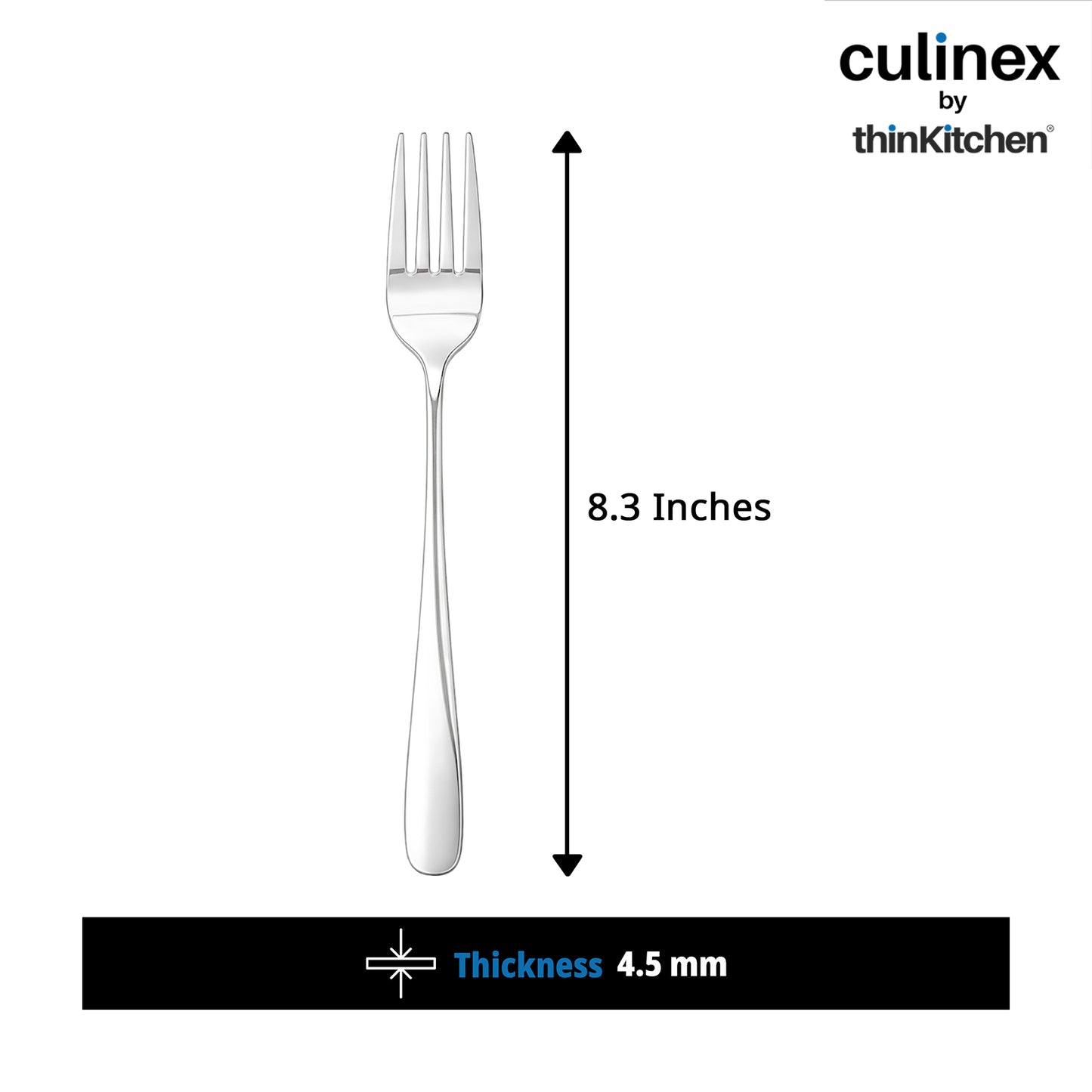 Culinex by thinKitchen 18/8 Stainless Steel 8.3" Table Fork Set of 2 for Dining Table, Kitchen| Silver Rustproof Flatware By thinKitchen (Dora)