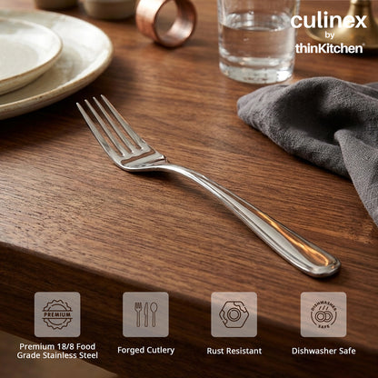 Culinex by thinKitchen 18/8 Stainless Steel 8.3" Table Fork Set of 2 for Dining Table, Kitchen| Silver Rustproof Flatware By thinKitchen (Dora)