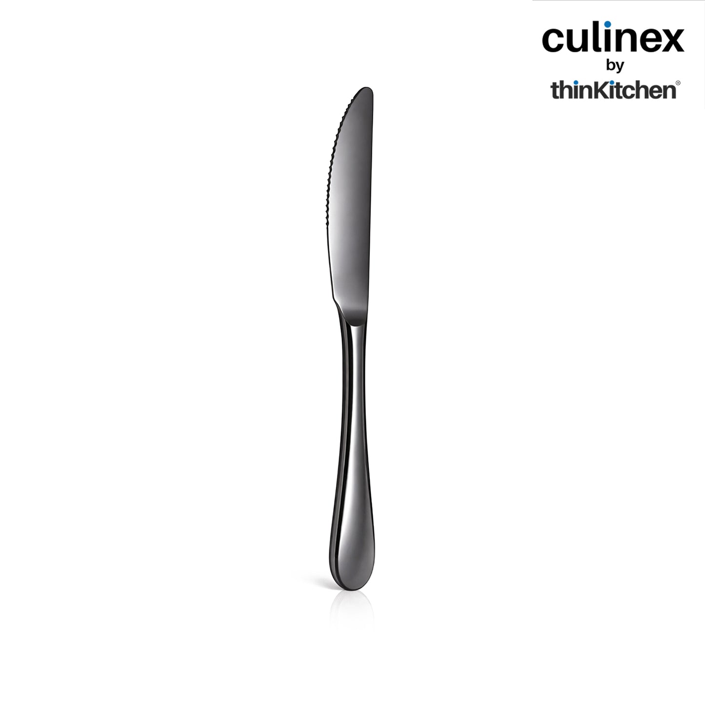Culinex Stainless Steel 9" Premium Black Dinner Butter Knife Set of 2 for Dining, Home &Kitchen | Luxury Flatware By thinKitchen (Dora)