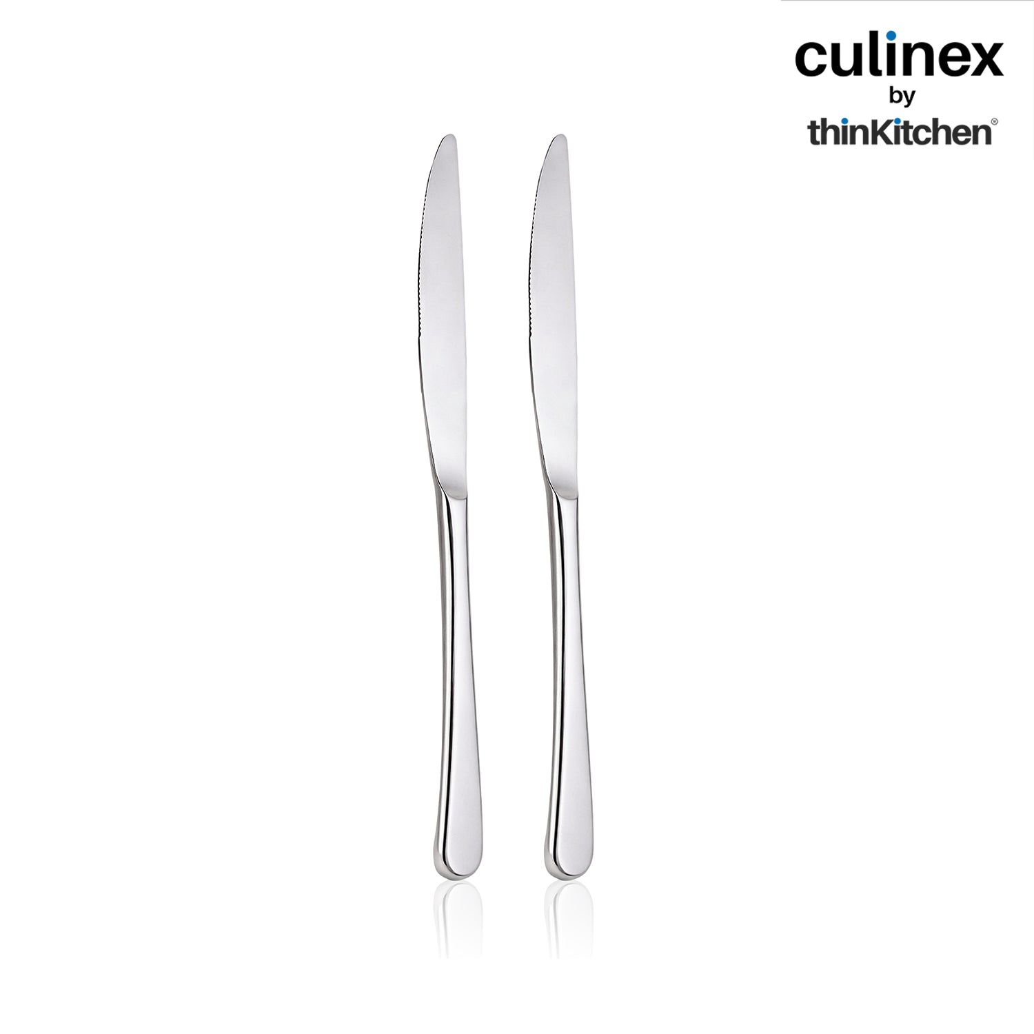 Premium Stainless Steel 8.5" Dinner Butter Knife Set of 2 for Dining, Home & Kitchen| Silver Rustproof Flatware By thinKitchen (Dora) - 2