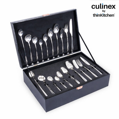 Culinex 18/8 Luxury Stainless Steel 90-Piece Cutlery Set Gift Box, Dora | Mirror Finish, Rustproof Dishwasher Safe Flatware with International Finish By thinKitchen